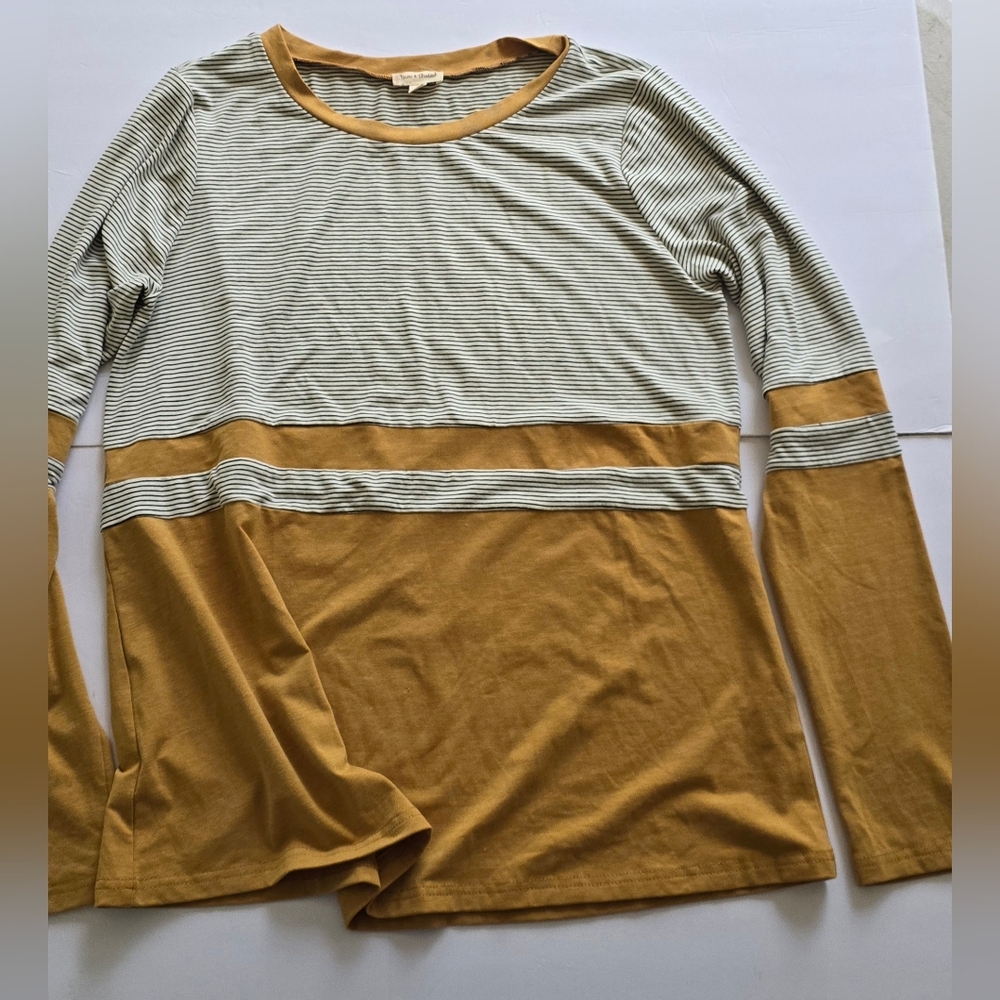 Hem & Thread Goldenrod and Ivory Striped Long Sleeve Tee